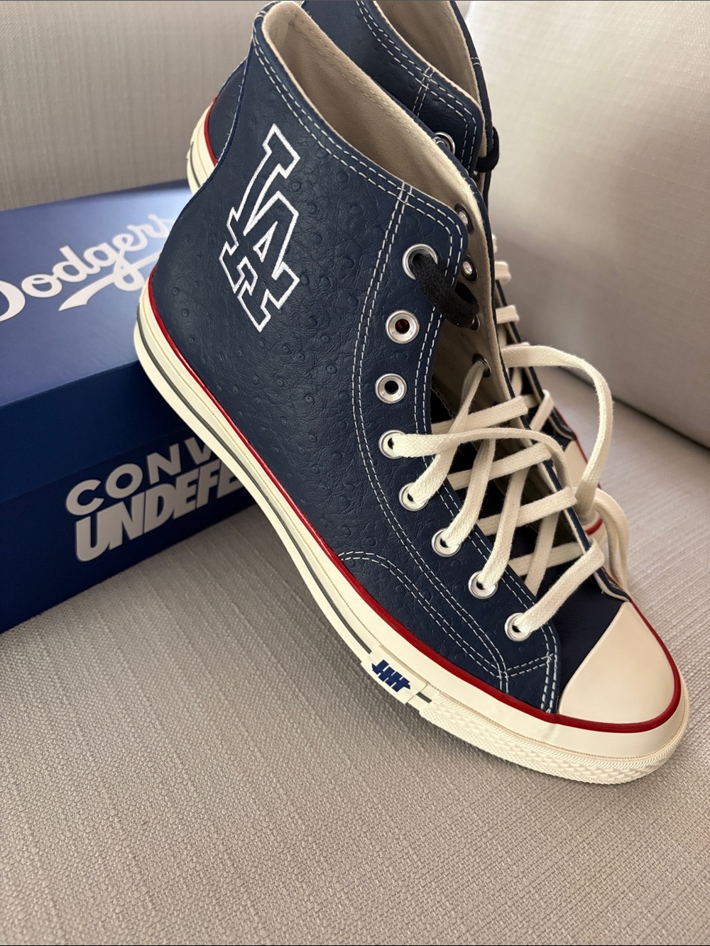Converse Navy High-Top Sneakers collaboration with LA Dodgers and Undefeated.
